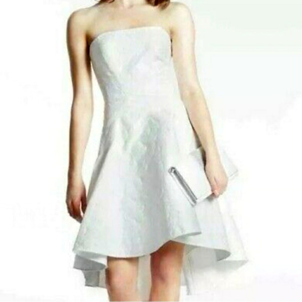 Halston Heritage Jacquard High Low Dress Size 0